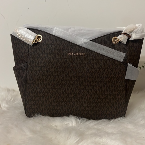 Michael Michael Kors jet Set Large Saffiano Leather Shoulder Bag Brown - Picture 3 of 7